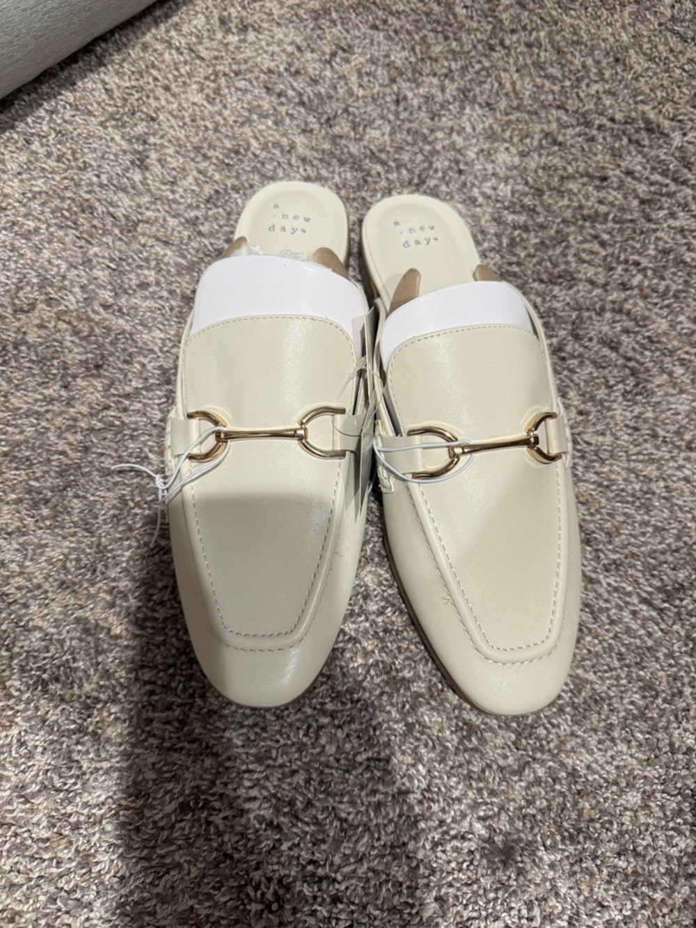 a new day Ivory Slip-On Mule Loafers with Gold Horsebit